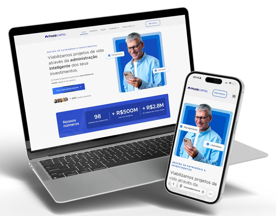 Website exibido em um notebook